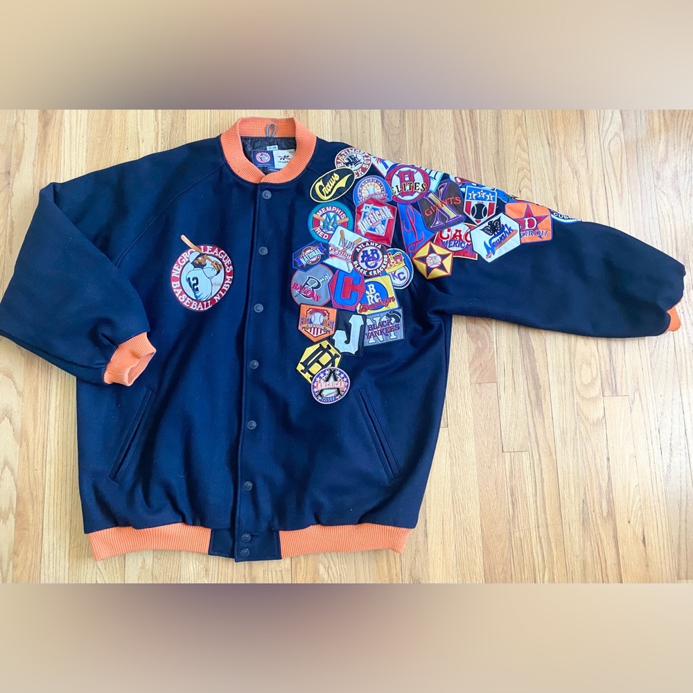 Vintage 90s HEADGEAR CLASSICS *5XL* Negro League Baseball MLB Embroidered Bomber